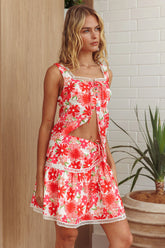 Always Together Button Bust Top Floral Pink