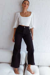 Love Like This Balloon Sleeve Open Back Crop Top Textured White