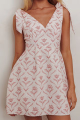 Glam Up Tied Shoulder Mini Dress Beige