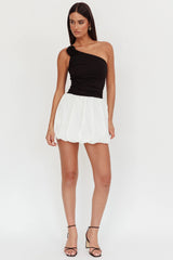 Corinthia One-Shoulder Bubble Mini Dress Black/White