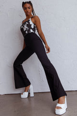 Mandie Thick Strap Crop Top Printed Cow