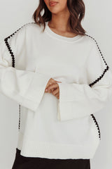 Guardian Contrast Knit Sweater Off White