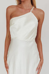 Aubrianna One-Shoulder Strappy Back Dress White