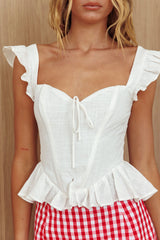 Allora Frill Sleeve Top White