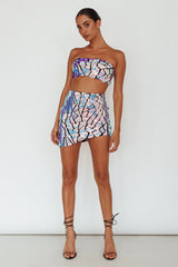 El Camino Mosaic Bandeau Crop Top Silver