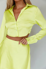 Geena Crystal Button Top Lime