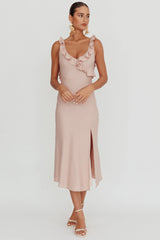 Alba Frill Trim Midi Dress Baby Blush