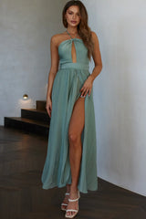 Athena High Split Maxi Dress Olive