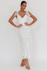 Mykonos Morning Tied Shoulder Tree Maxi Dress White