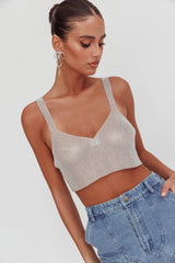 Lumina Diamante Crop Top Silver