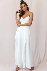 Ada Applique Embroidery Bust Wide Leg Jumpsuit White