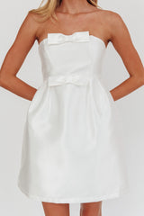 Waylon Double Bow Mini Dress Off White