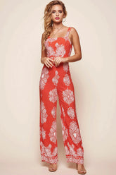 Angie Tie Back Jumpsuit Red