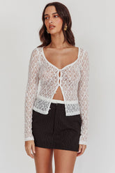 Starlit Sheer Lace Top White