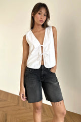 Nuvo Tie Front Vest Top White