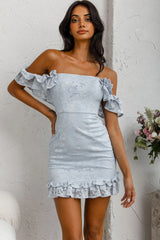 Verona Off-Shoulder Lace Overlay Mini Dress Blue