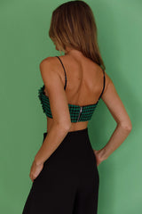 Miss Fine Heart Crop Top Houndstooth Green