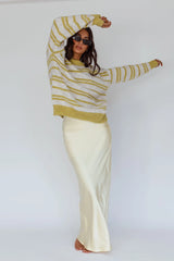 Jona Relaxed Knit Sweater Striped Beige