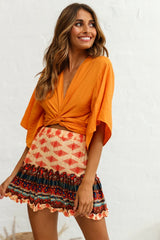 Alexi Mini Skirt Aztec Print Red