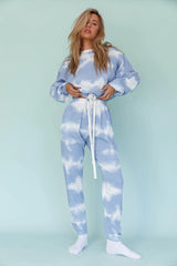 Low Key Dropped Shoulder Ribbed Top Blue