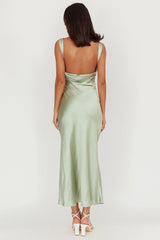 Carmine Satin Sleeveless Maxi Dress Sage