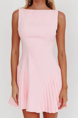 Opulent Accordion Pleat Mini Dress Pink