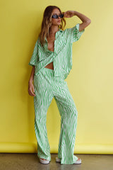 Just A Hunch Button Shirt Zebra Green