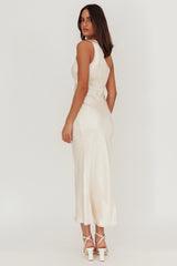 Always Golden One-Shoulder Midi Dress Champagne