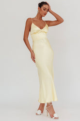 Hold Me Satin Backless Maxi Dress Lemon