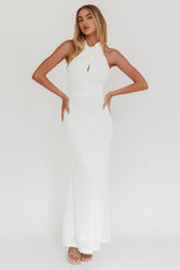 Lush Aura Crossover Halter Neck Maxi Dress White