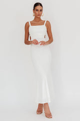Dream Crush Lace-Up Back Maxi Dress White