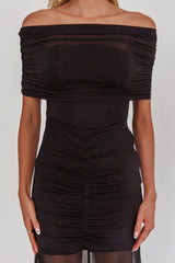 Clarita Sheer Ruched Maxi Dress Black