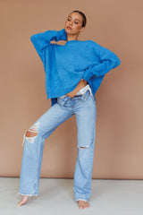 Kayce Dropped Shoulder Knit Sweater Cerulean
