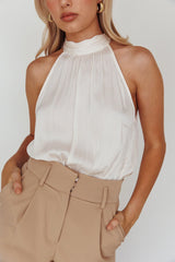 Calisto Sleeveless Tied Neck Top Cream