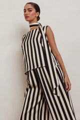 Love Galore Striped Sleeveless Top Black/Beige