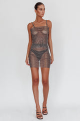 Glamazon Rhinestone Mesh Cami Top Black