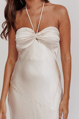 Kindred Spirit Strapless Gathered Bust Midi Dress Champagne