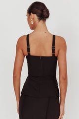 Like I Do Front Zip Sleeveless Top Black