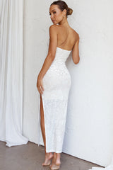 Sing To Me Keyhole Bodice Midi Dress White