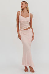 Lorely Mesh Waist Maxi Dress Baby Pink