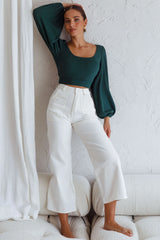 Love Like This Long Sleeve Open Back Crop Top Emerald Green