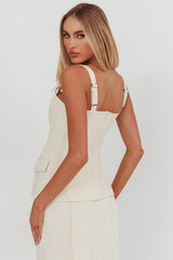 Like I Do Front Zip Sleeveless Top Cream