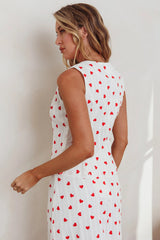 Meet Me There Tied Vest Top Hearts White