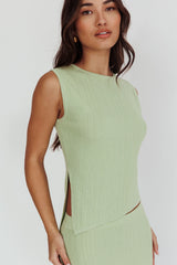Rossana Asymmetric Hem Keyhole Top Sage