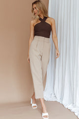 Kansas Crossover Neck Knit Top Brown