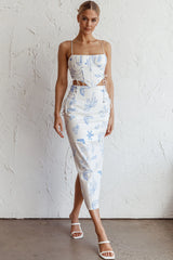 Graziella Corset Crop Top Printed White