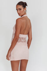 Taylan Heart Ring Halter Top Lace Blush