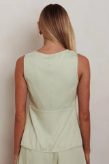 Janna Sleeveless Buttoned Top Sage