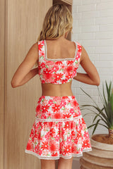 Always Together Ruched Mini Skirt Floral Pink