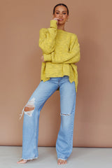 Kayce Dropped Shoulder Knit Sweater Yellow